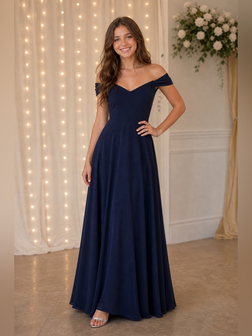 Reformation Poppy Formal Dress in Navy